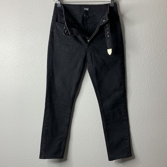 Paige Hoxton Ankle Peg Black Jeans with Belt Women’s size 27 - Picture 7 of 9